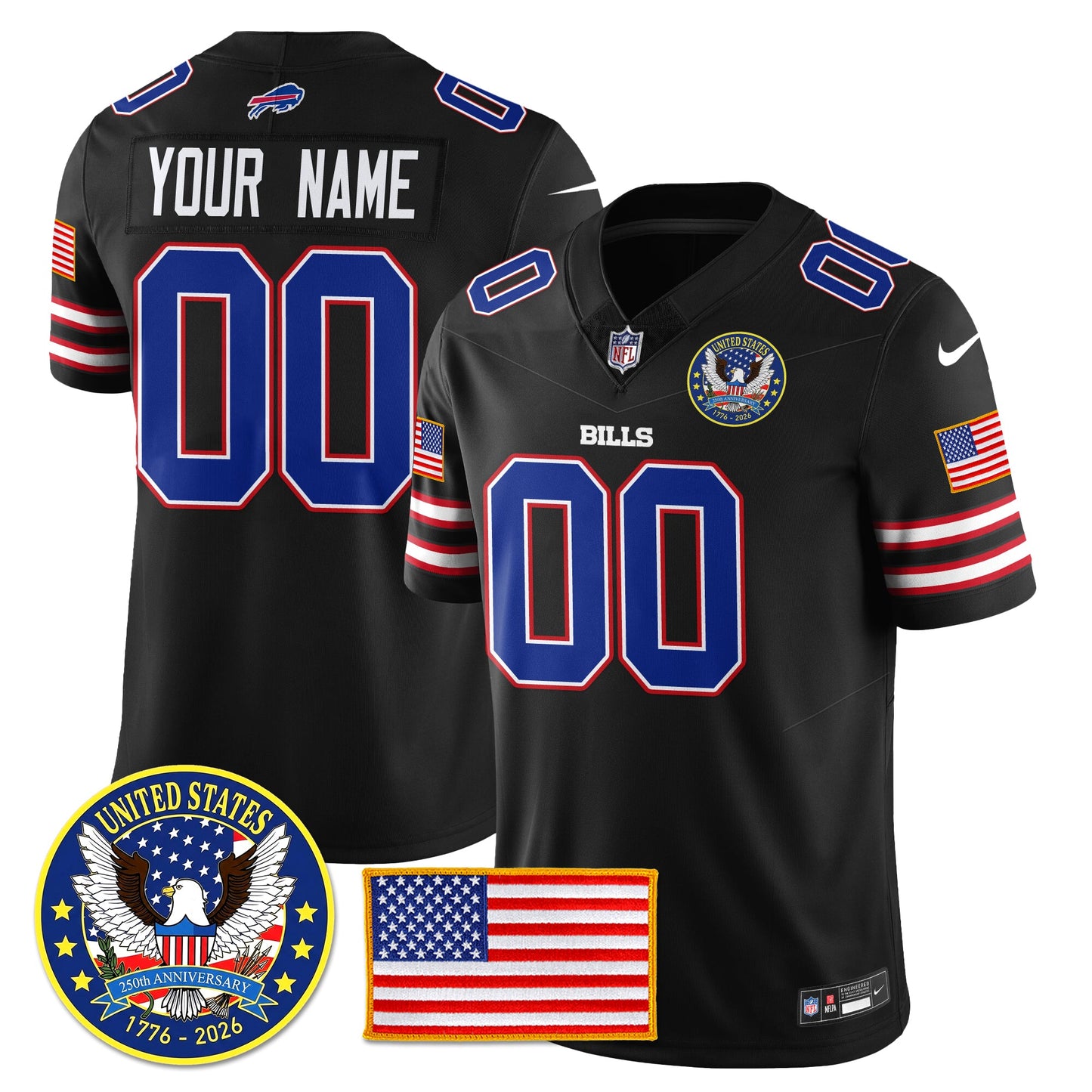 Custom BUF "United States 250th Anniversary Patch" Vapor Limited Jersey - All Stitched