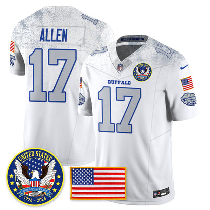 BUF "United States 250th Anniversary Patch" Vapor Limited Jersey - All Stitched