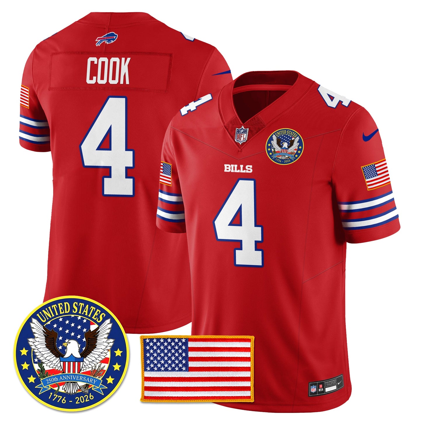 BUF "United States 250th Anniversary Patch" Vapor Limited Jersey - All Stitched