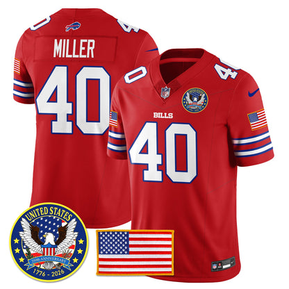 BUF "United States 250th Anniversary Patch" Vapor Limited Jersey - All Stitched