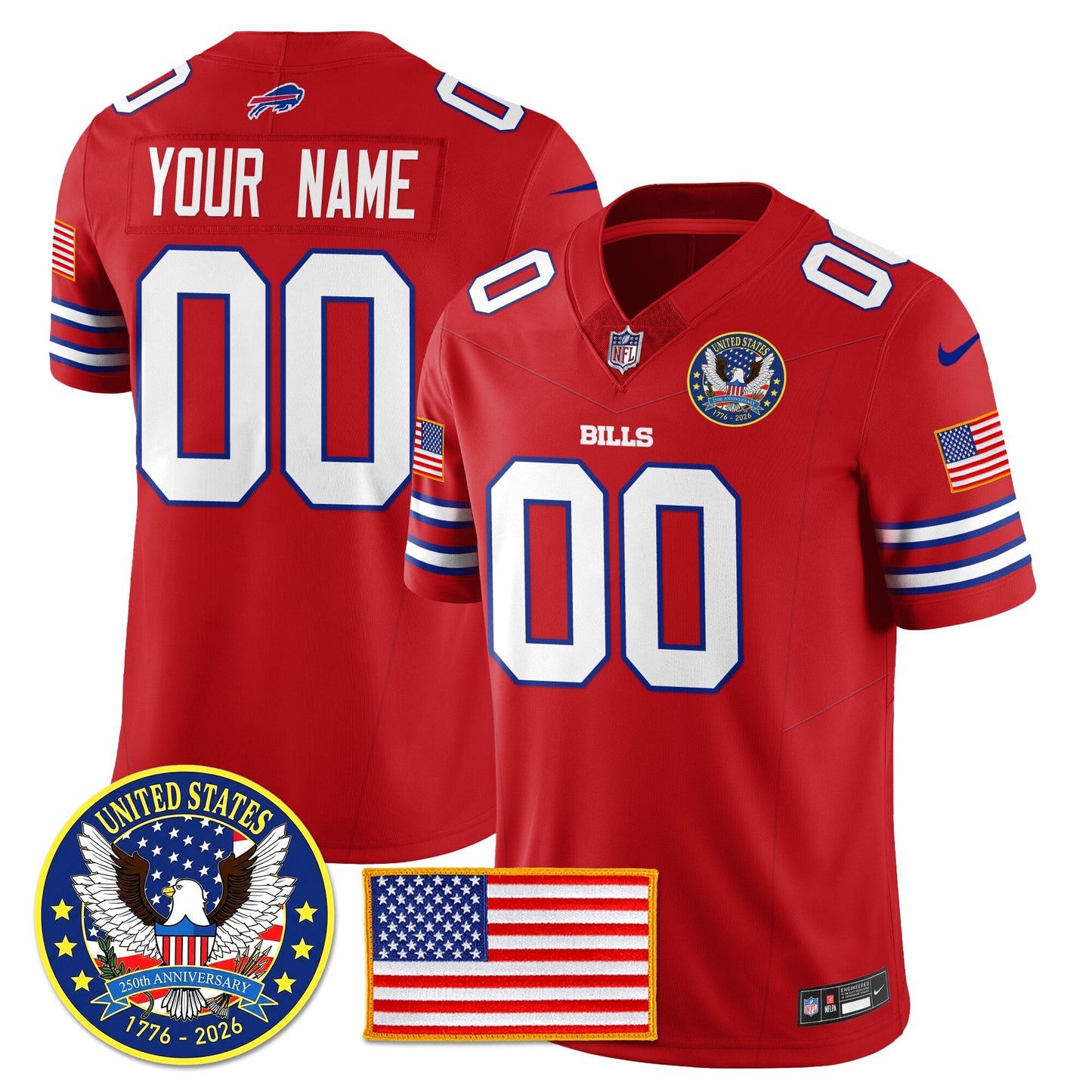Custom BUF "United States 250th Anniversary Patch" Vapor Limited Jersey - All Stitched
