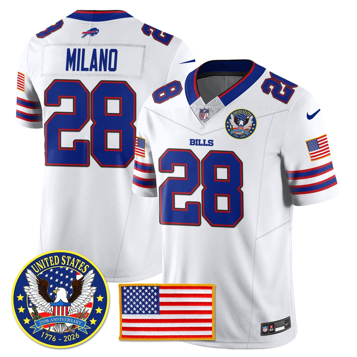 BUF "United States 250th Anniversary Patch" Vapor Limited Jersey - All Stitched