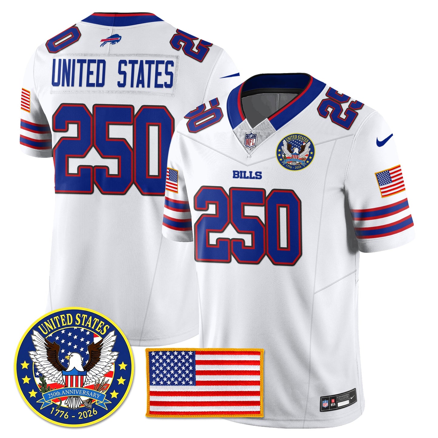 BUF "United States 250th Anniversary Patch" Vapor Limited Jersey - All Stitched