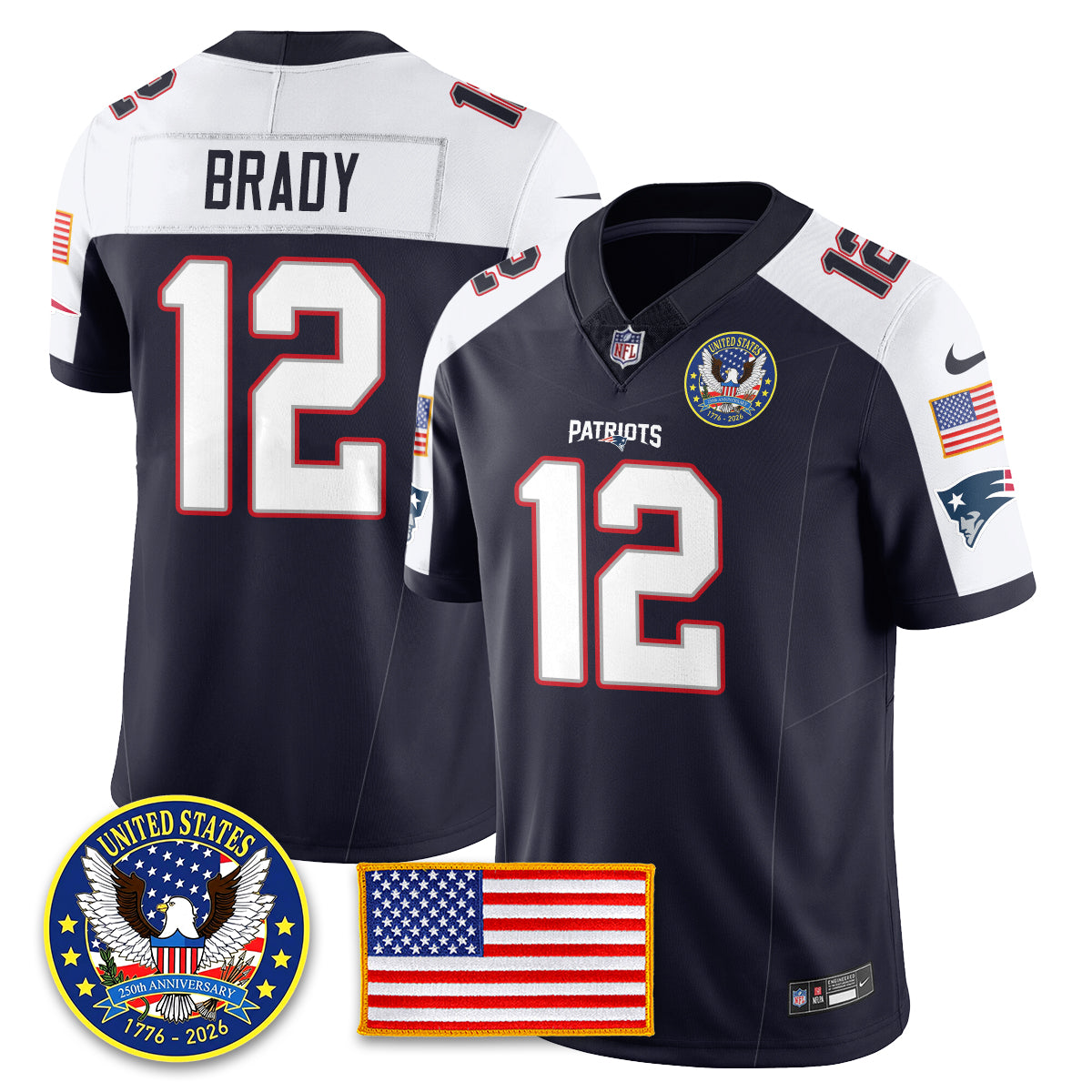 NE "United States 250th Anniversary Patch" Vapor Limited Jersey - All Stitched