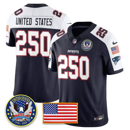 NE "United States 250th Anniversary Patch" Vapor Limited Jersey - All Stitched
