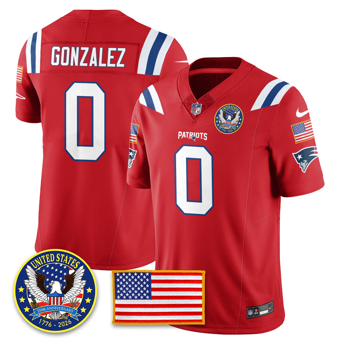 NE "United States 250th Anniversary Patch" Vapor Limited Jersey - All Stitched