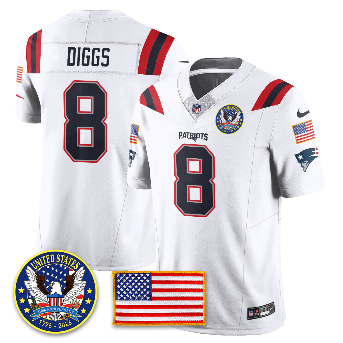 NE "United States 250th Anniversary Patch" Vapor Limited Jersey - All Stitched