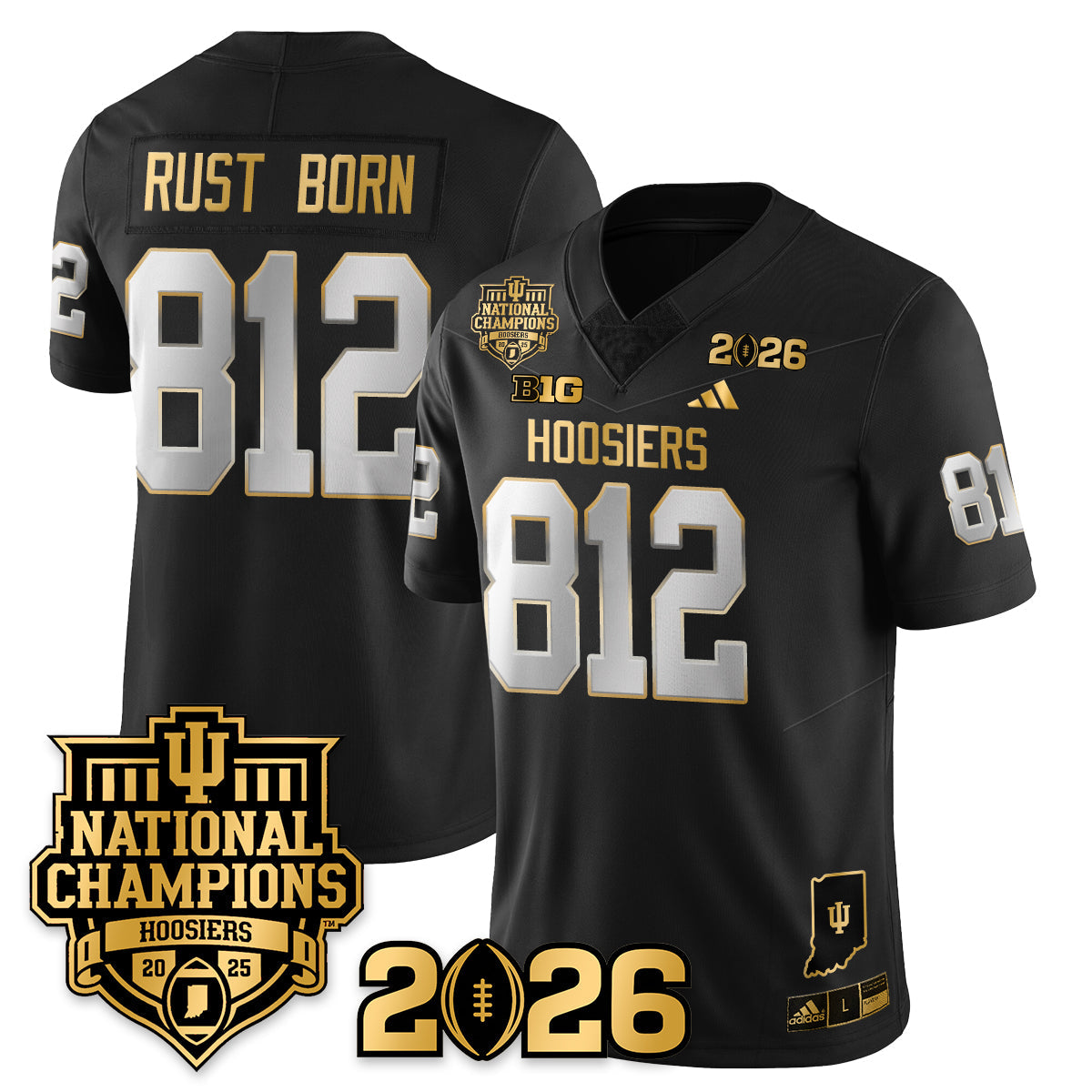 Indiana H Vapor Limited Football Gold Jersey - 2025 National Champions - All Stitched
