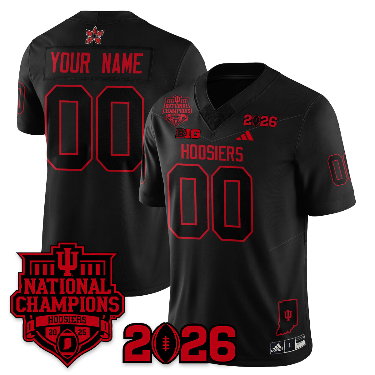 Custom Indiana H Stranger Things Vapor Limited Football Jersey - 2025 National Champions - All Stitched