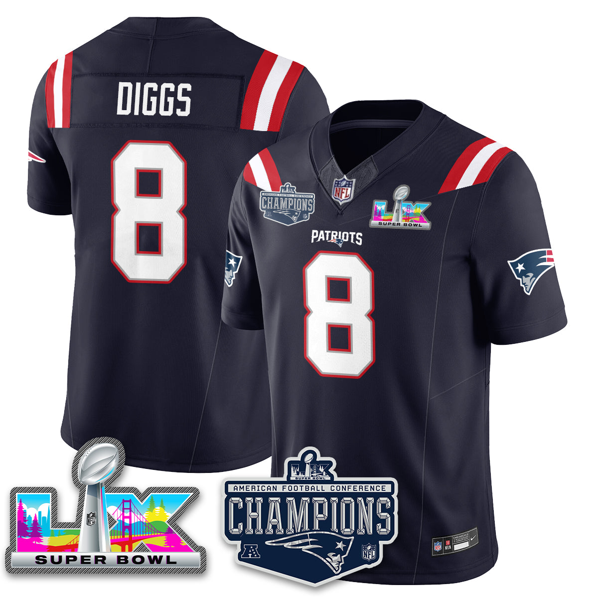 NE 2025 AFC Champions Vapor Limited Jersey - All Stitched