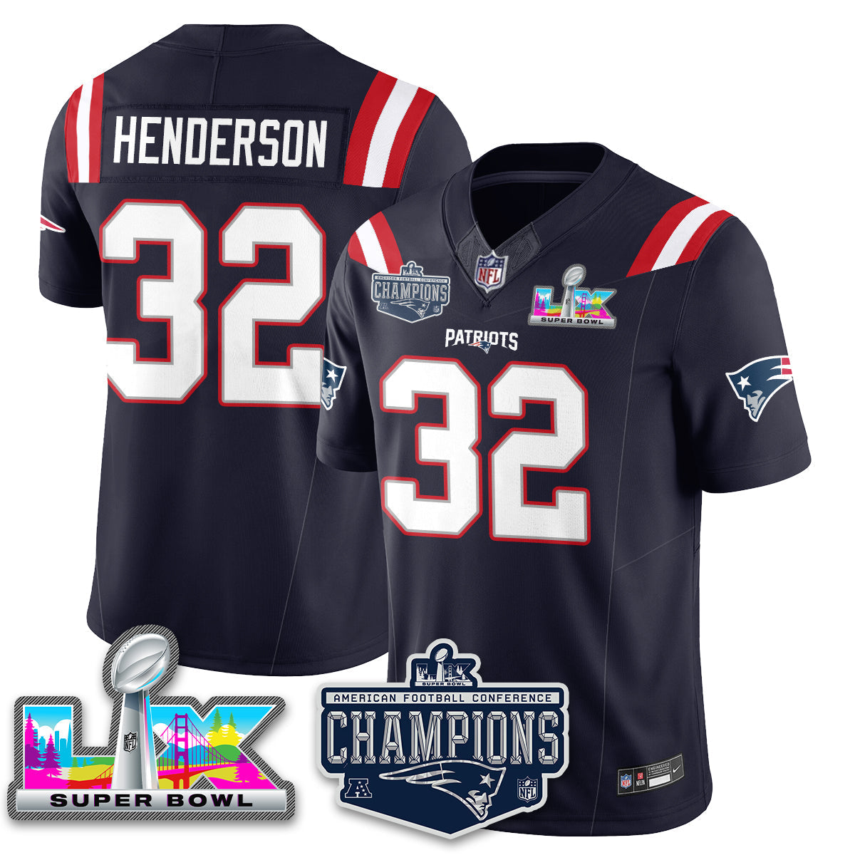 NE 2025 AFC Champions Vapor Limited Jersey - All Stitched