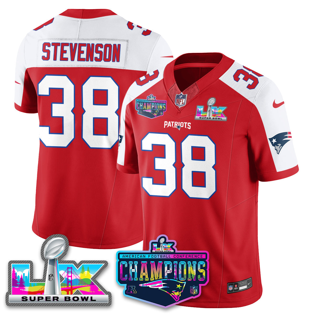 NE 2025 Vapor Jersey - AFC Champions Limited Patch - All Stitched