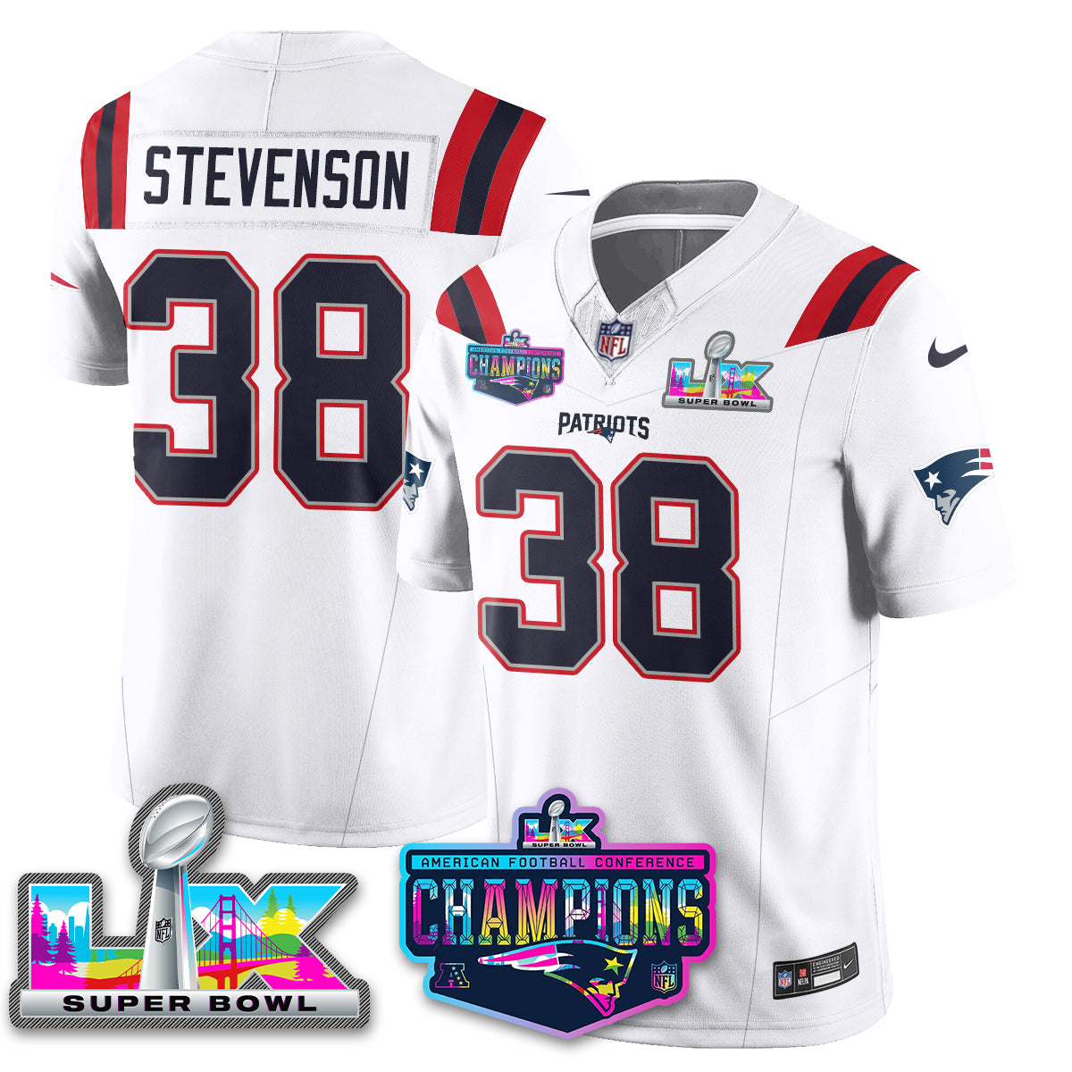 NE 2025 Vapor Jersey - AFC Champions Limited Patch - All Stitched
