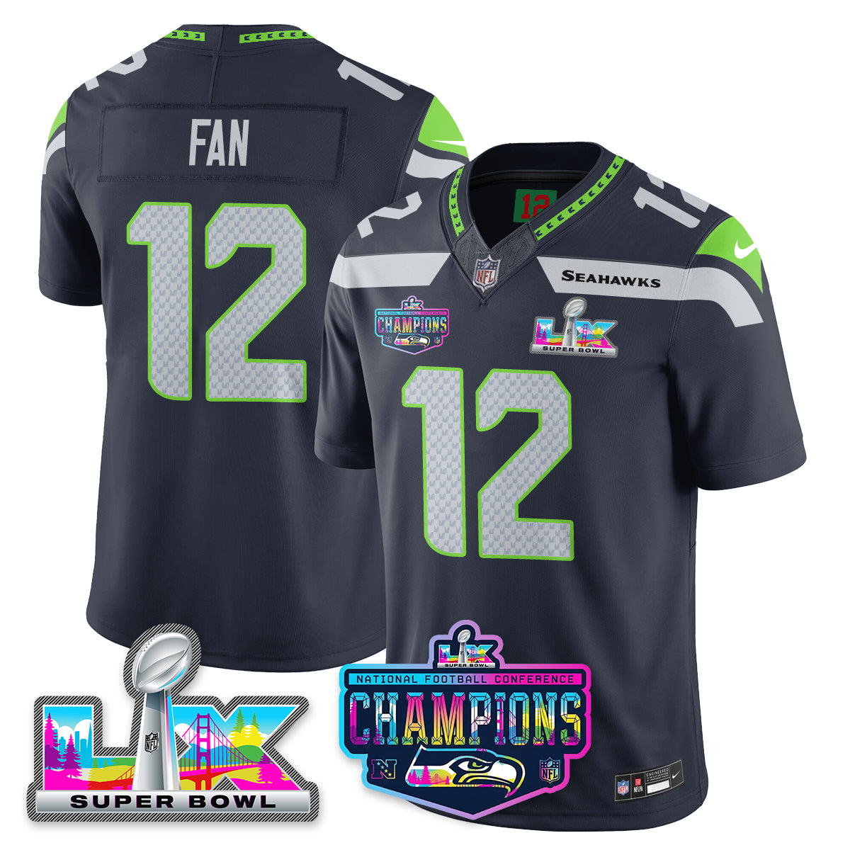 SEA 2025 Vapor Limited Jersey - NFC Champions Limited Patch - All Stitched n10