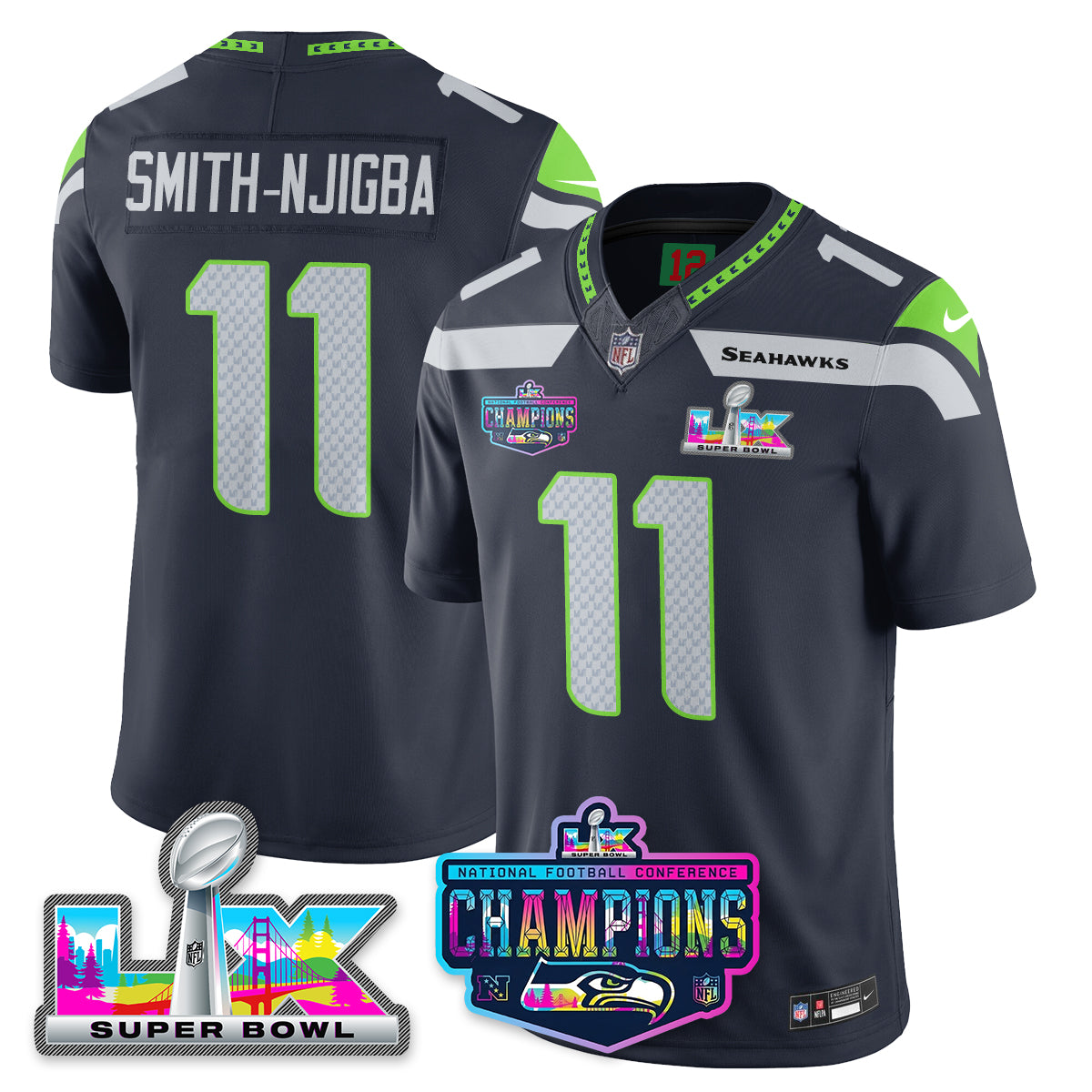 SEA 2025 Vapor Limited Jersey - NFC Champions Limited Patch - All Stitched n10
