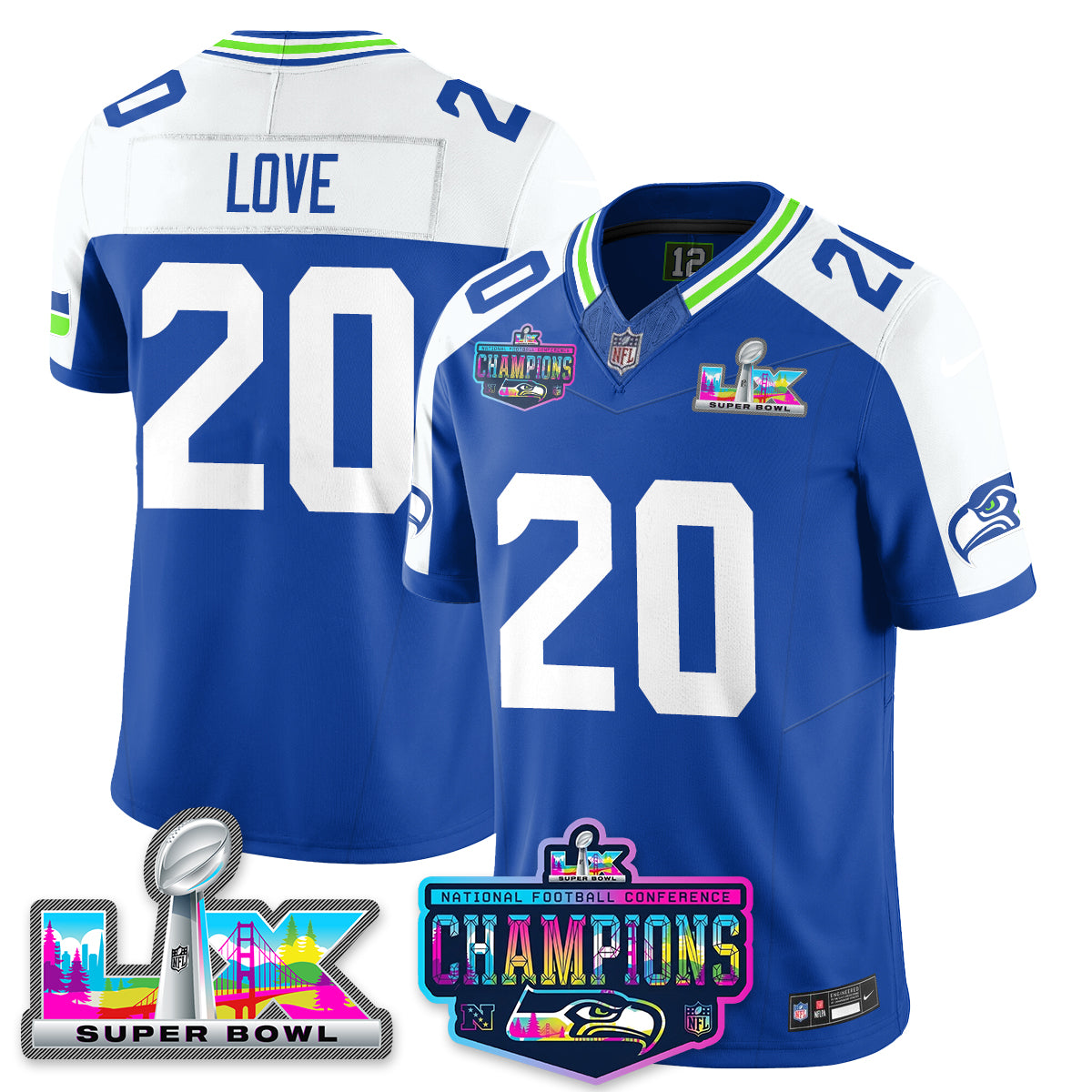 SEA 2025 Vapor Limited Jersey - NFC Champions Limited Patch - All Stitched
