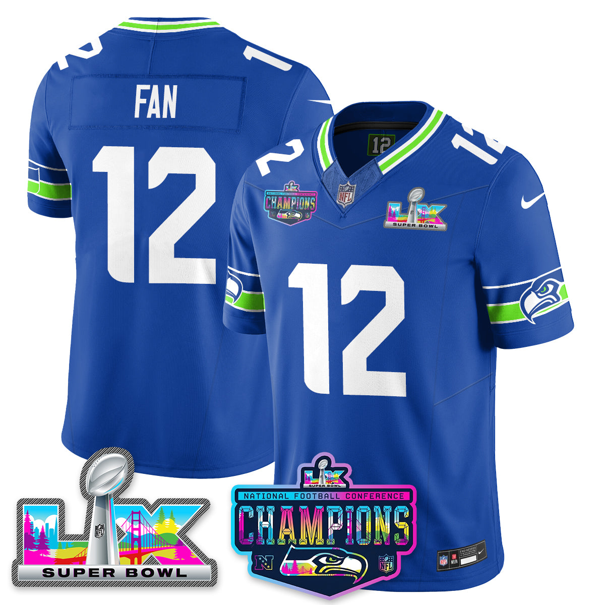 SEA 2025 Vapor Limited Jersey - NFC Champions Limited Patch - All Stitched n10