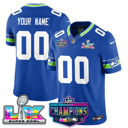 Custom SEA 2025 Vapor Limited Jersey - NFC Champions Limited Patch - All Stitched