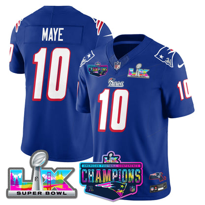 NE 1996 Throwback Limited Vapor Jersey - 2025 AFC Champions Limited Patch - All Stitched