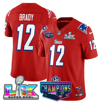 NE 1996 Throwback Limited Vapor Jersey - 2025 AFC Champions Limited Patch - All Stitched