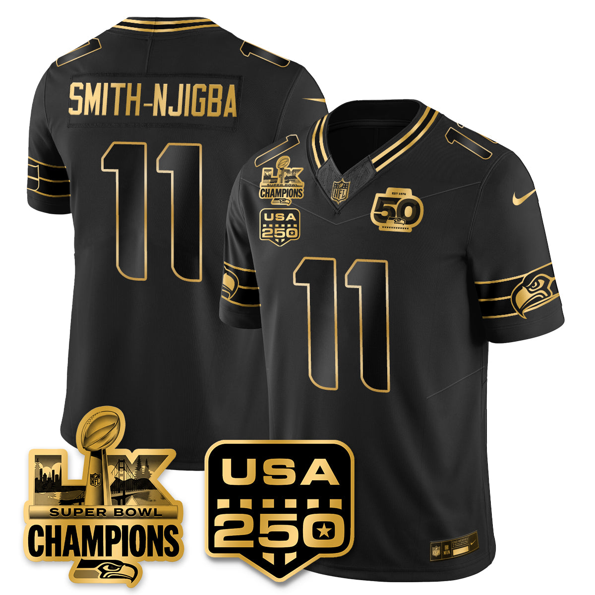 SEA SBLX Champs & US 250th Patch Vapor Limited Jersey - All Stitched