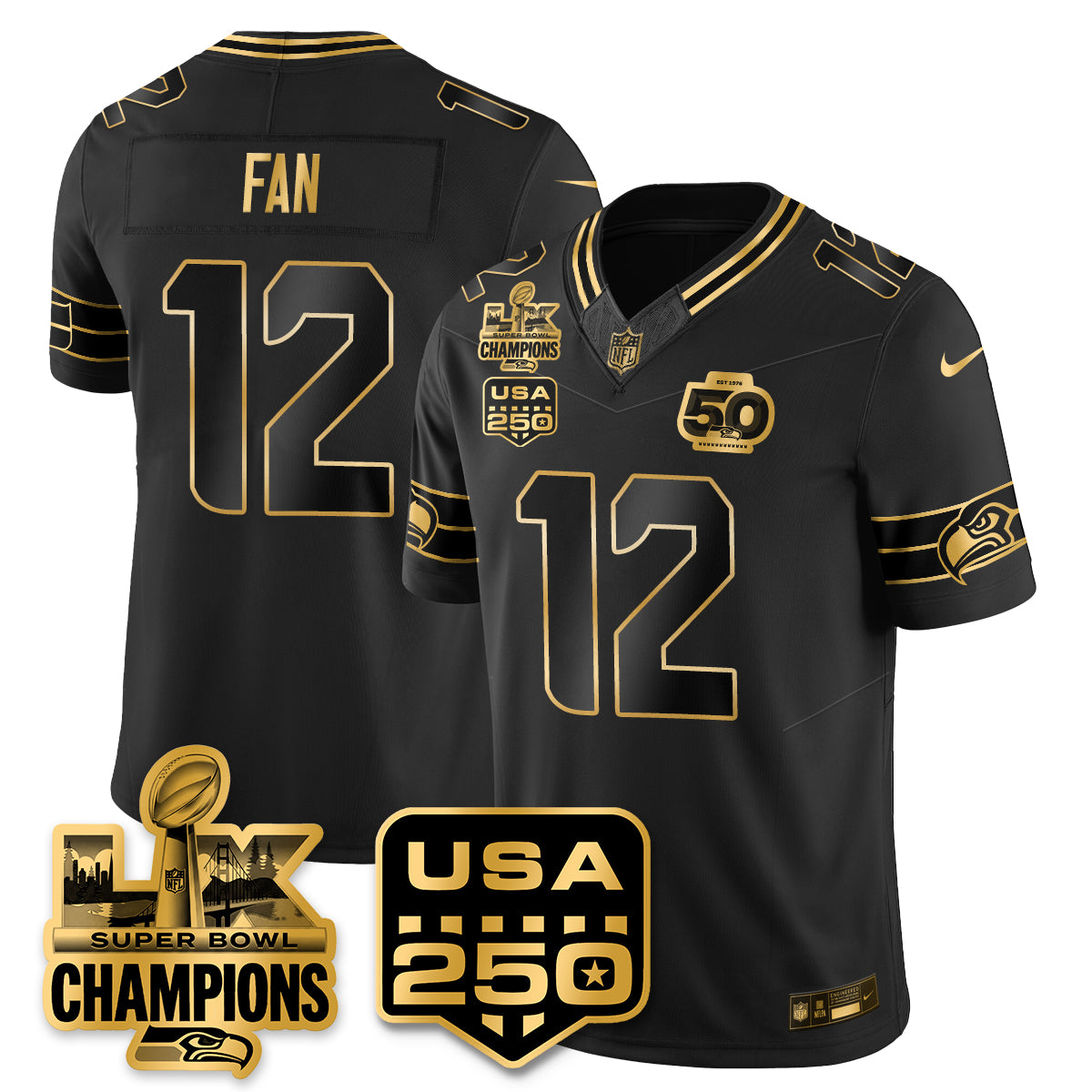 SEA S.Bowl LX & 50th Patch Champions Vapor Limited Jersey - All Stitched -DMQ