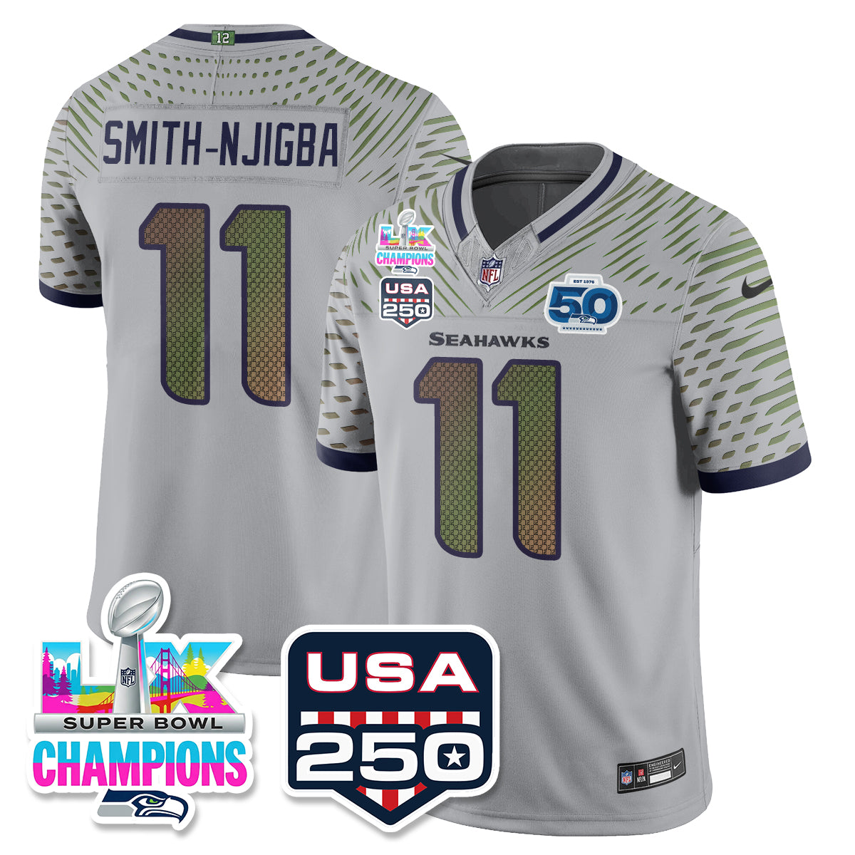 SEA S.Bowl LX & 50th Patch Champions Vapor Limited Jersey - All Stitched -DMQ