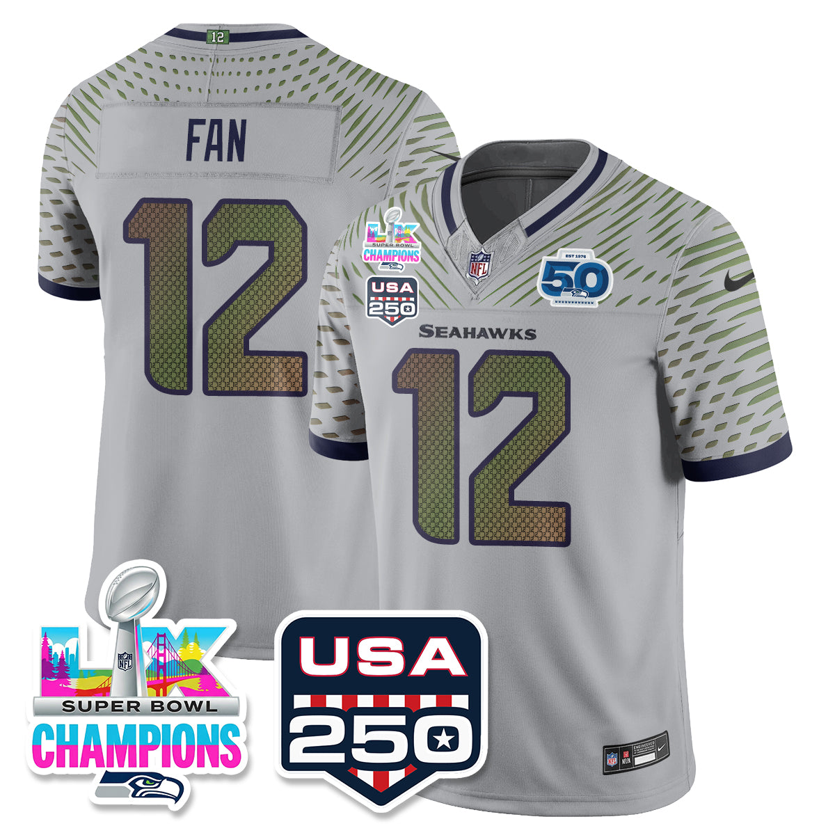 SEA SBLX Champs & US 250th Patch Vapor Limited Jersey - All Stitched