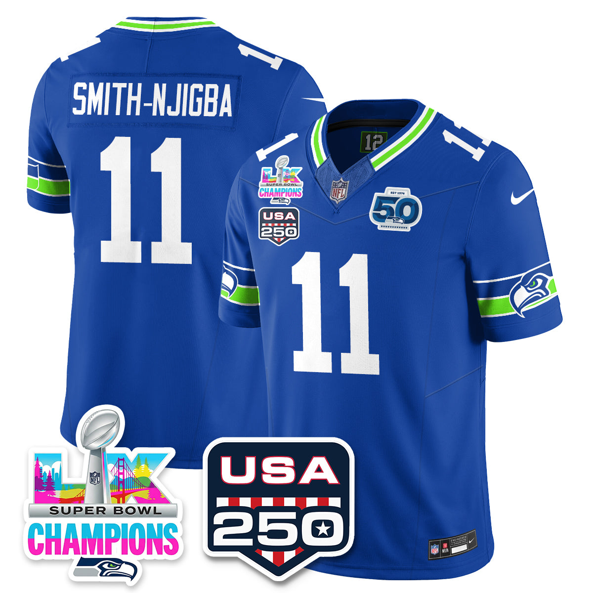 SEA Super Bowl LX Champions Jersey - All Stitched N1