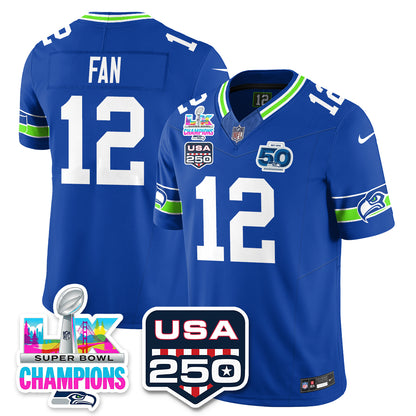 SEA S.Bowl LX & 50th Patch Champions Vapor Limited Jersey - All Stitched -DMQ