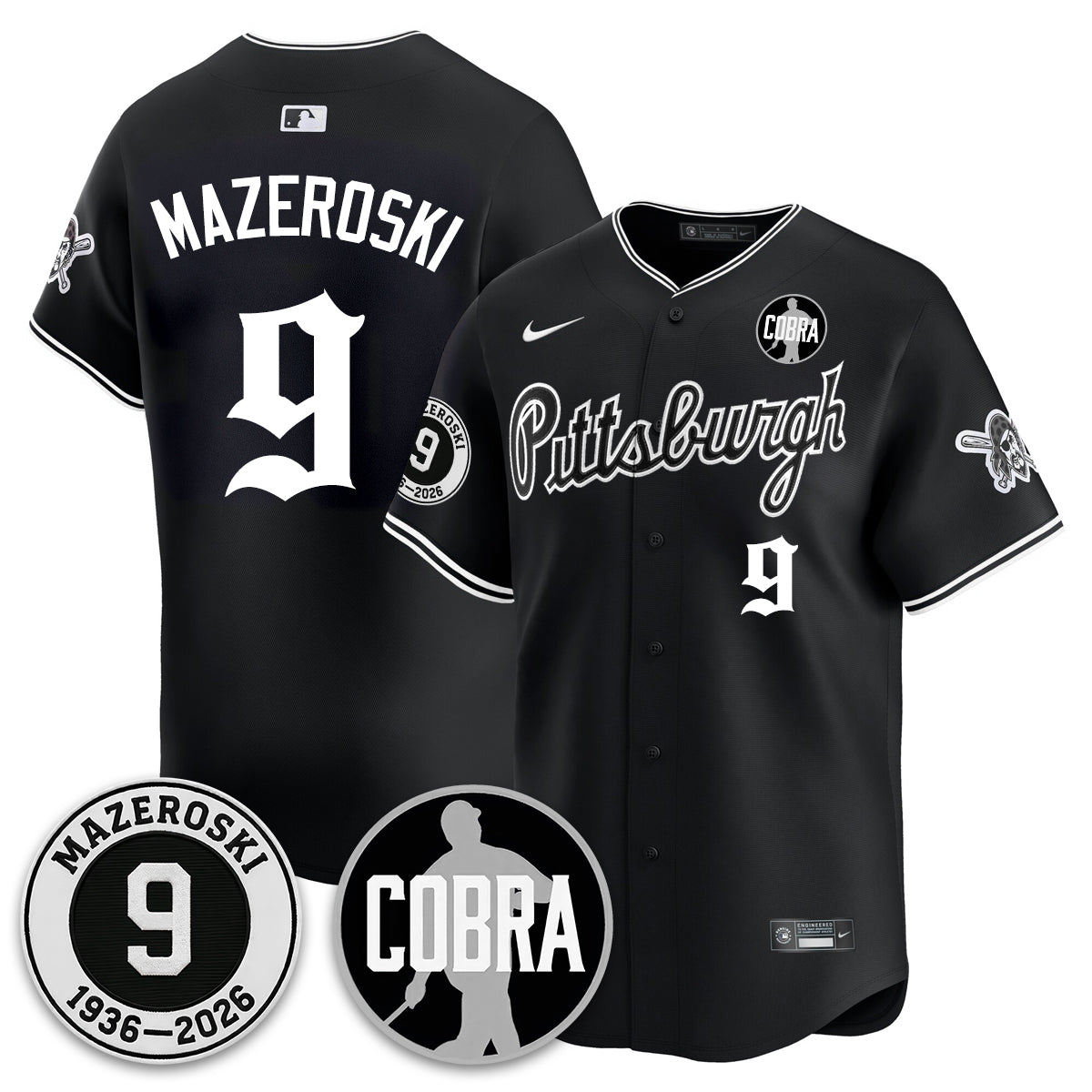 PIT Memories Vapor Limited Gothic Jersey - Bill Mazeroski Patch - All Stitched