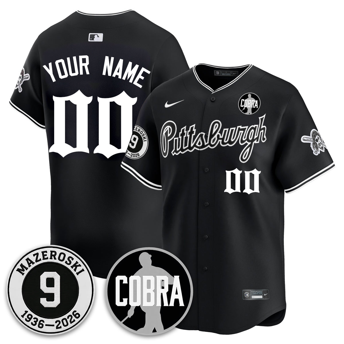 PIT Memories Vapor Limited Gothic Jersey - Bill Mazeroski Patch - All Stitched
