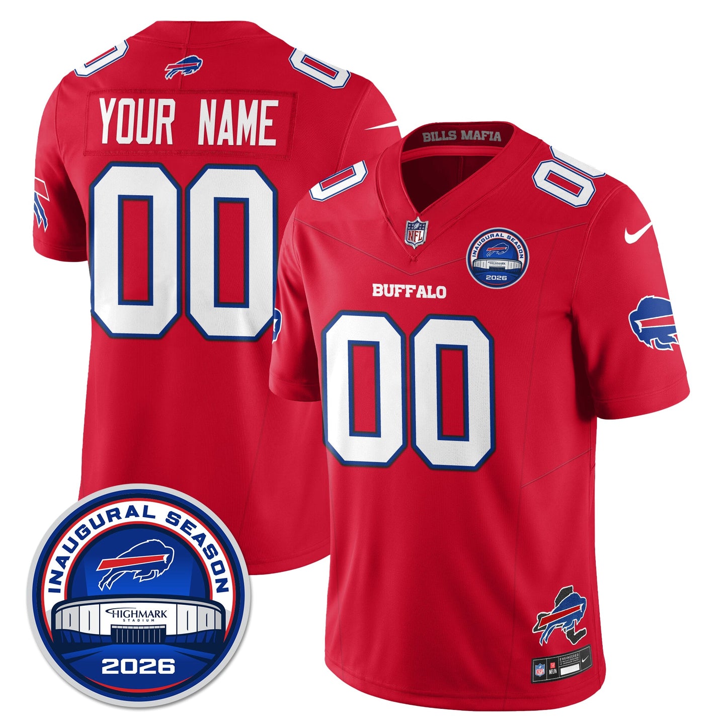 BUF 2026 Inaugural Season Patch Vapor Limited Custom Jersey - All Stitched