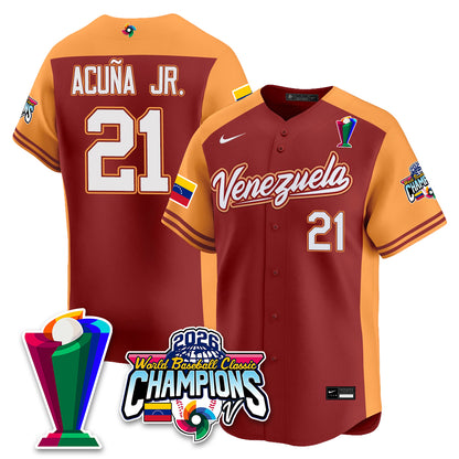 Venezuela Baseball 2026 World Baseball Classic Champions Limited Jersey V2 - All Stitched