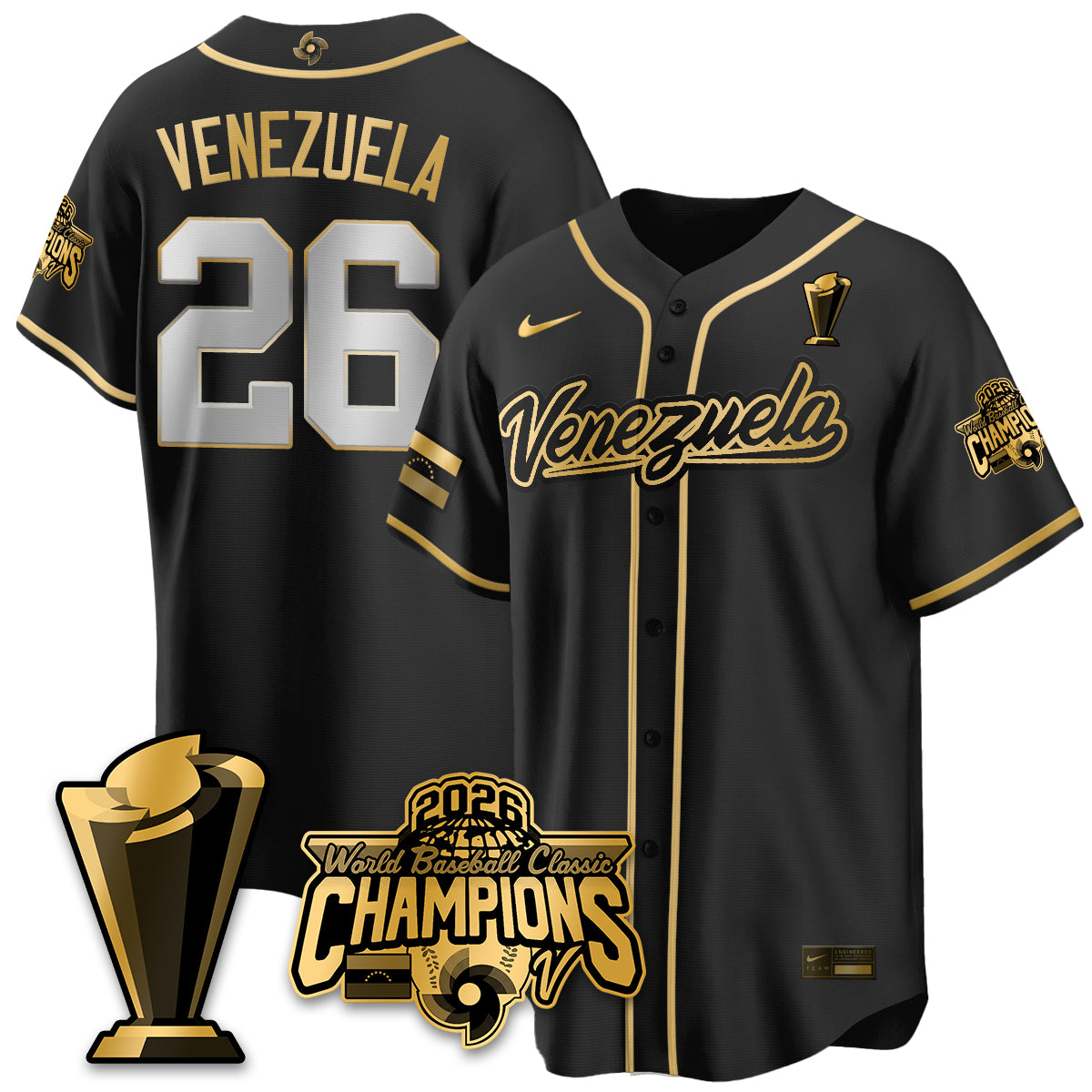 Venezuela Baseball 2026 World Baseball Classic Champions Limited Jersey V2 - All Stitched