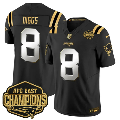 NE 2025 AFC East Champions Gold Vapor Limited Jersey - All Stitched