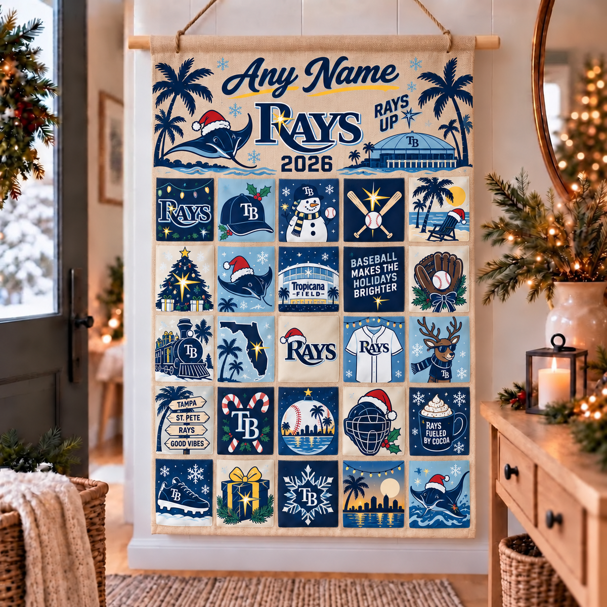 Tampa Bay Rays Christmas Custom Wall Advent Calendar - Printed V3