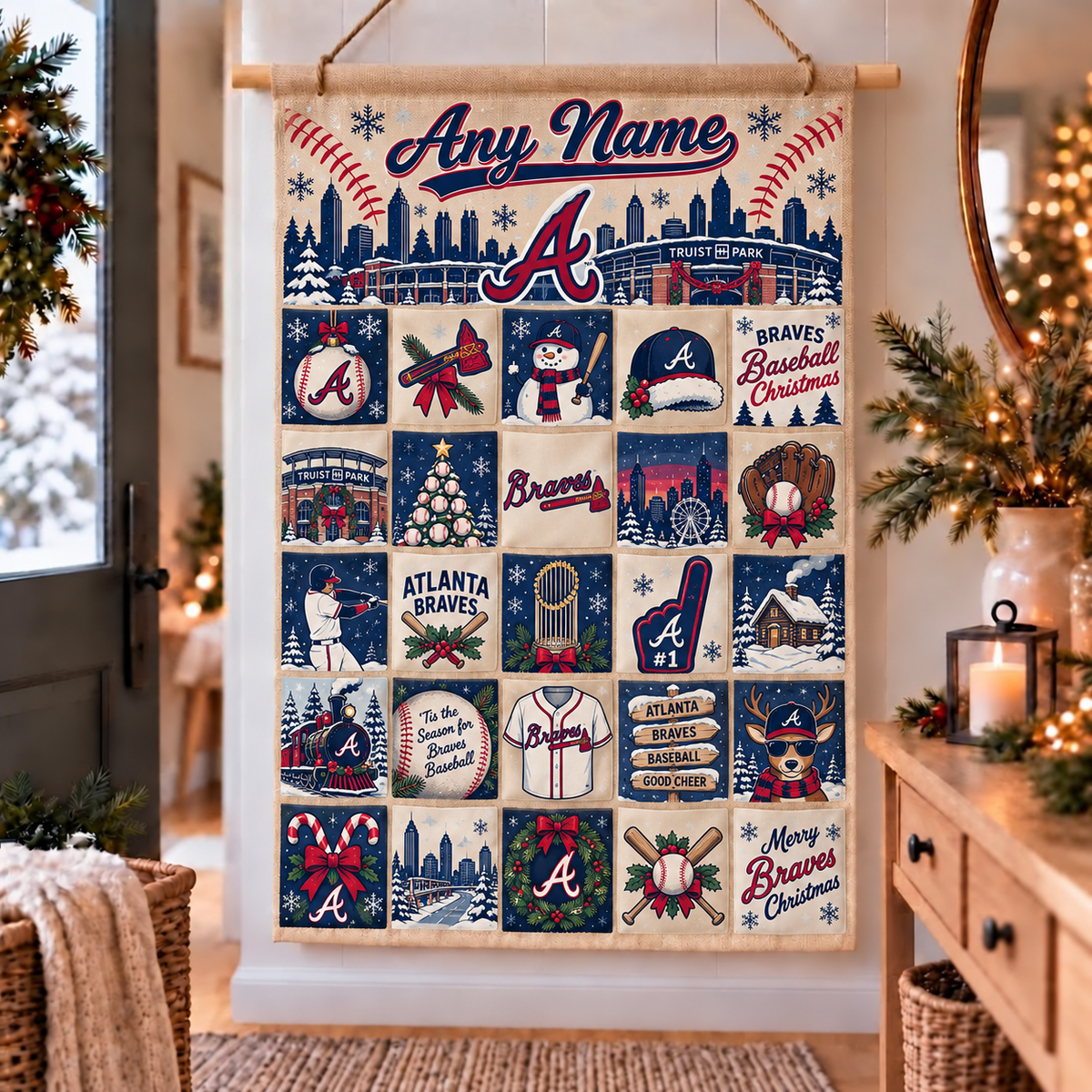 Atlanta Braves Christmas Custom Wall Advent Calendar - Printed V2