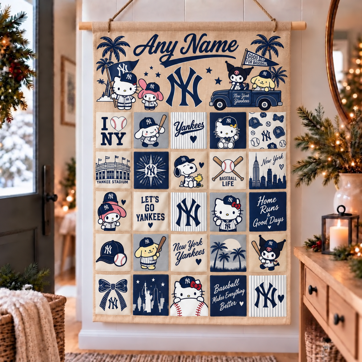 New York Yankees Christmas x Santorini Friends Custom Wall Advent Calendar - Printed