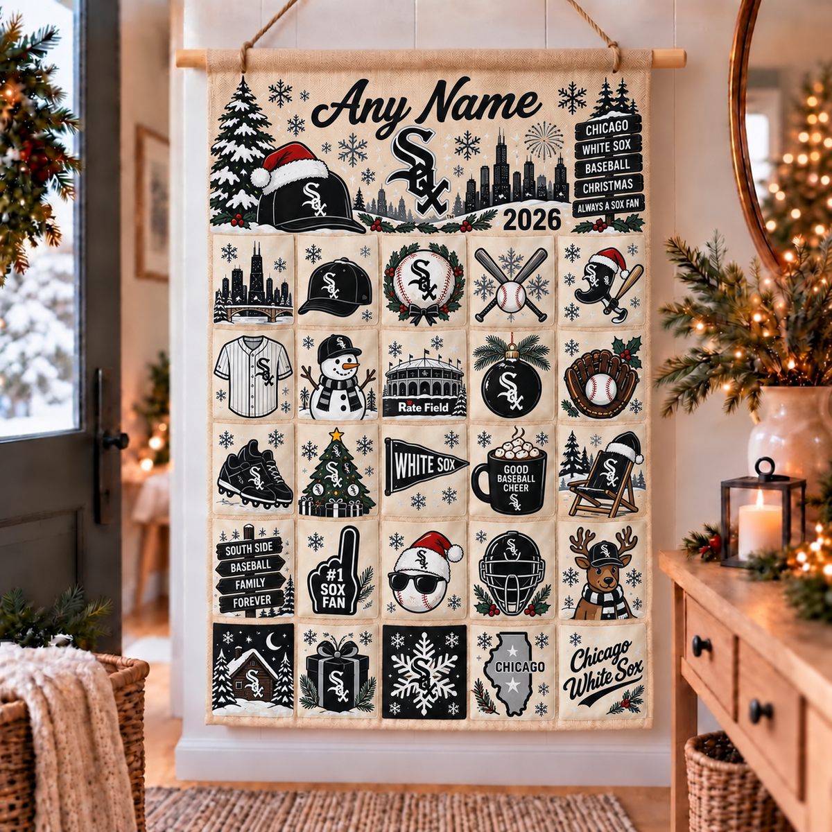 Chicago White Sox Christmas Custom Wall Advent Calendar - Printed V2
