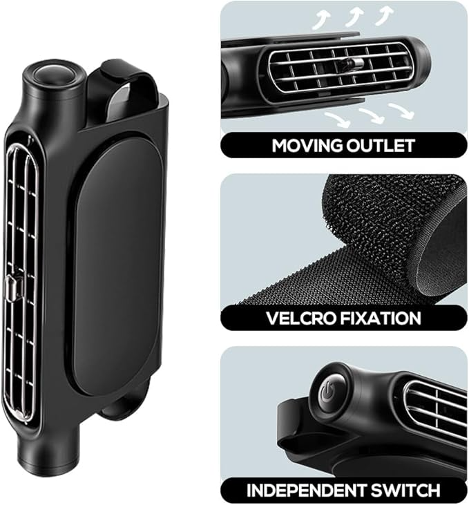 Car Seat Cooling Fan 3 Speeds Adjustable Portable