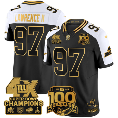 NYG 4X Champions & 100th Season Patch Vapor Limited Jersey - Stitched