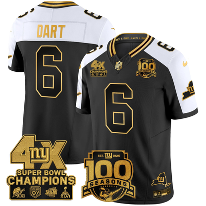 NYG 4X Champions & 100th Season Patch Vapor Limited Jersey - Stitched