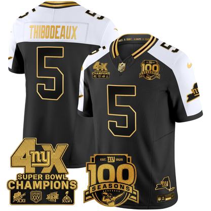 NYG 4X Champions & 100th Season Patch Vapor Limited Jersey - Stitched