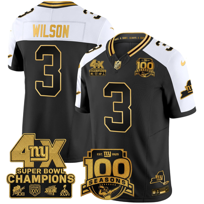 NYG 4X Champions & 100th Season Patch Vapor Limited Jersey - Stitched