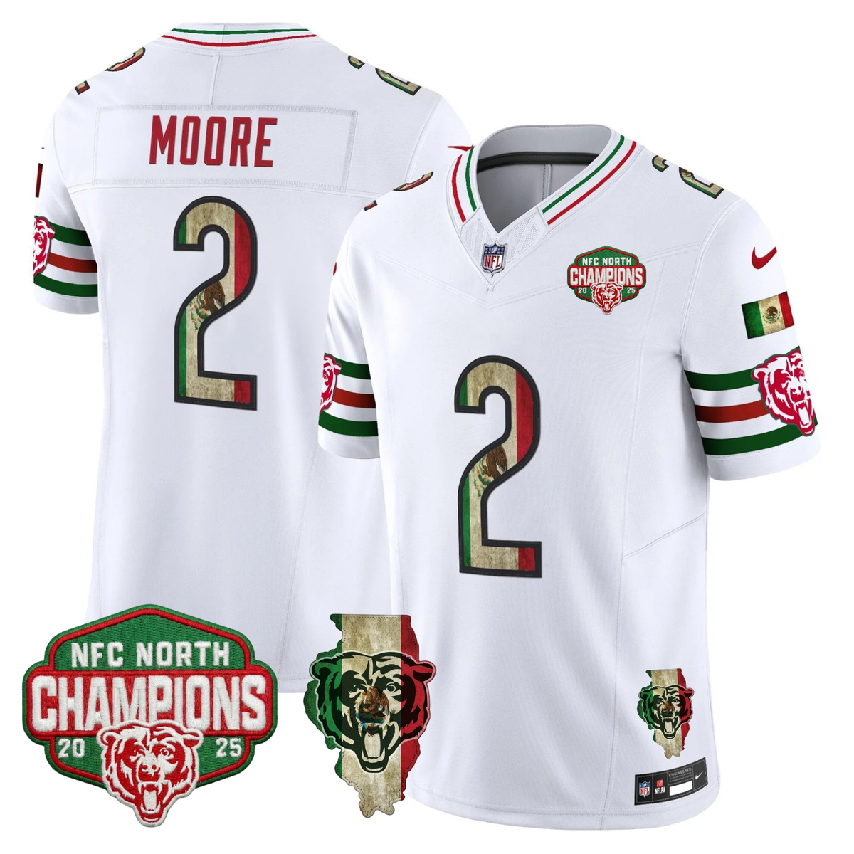 CHI Mexico NFC North Champions 2025 Patch Limited Jersey - Stitched