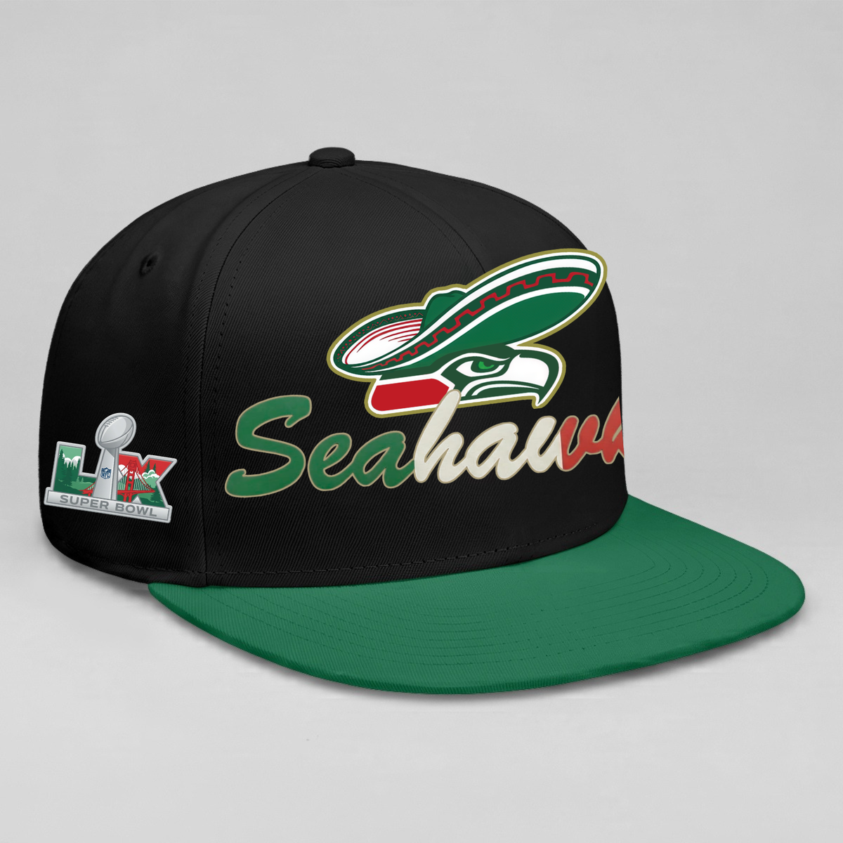 Seattle Seahawks Mexico Edition Personalized Snapback Cap - Printed