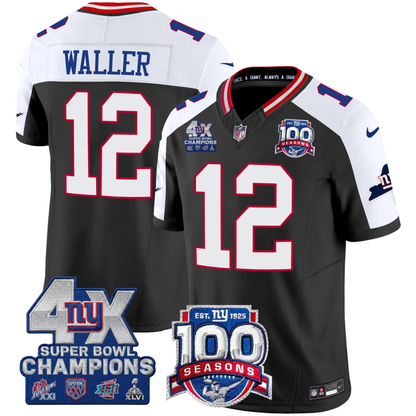 NYG 4X Champions & 100th Season Patch Vapor Limited Jersey - Stitched