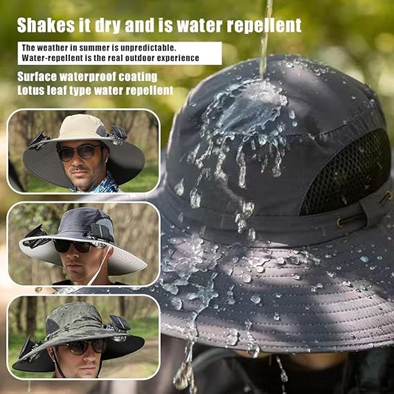 Big Brim Solar Rechargeable Fan Fishing Hats