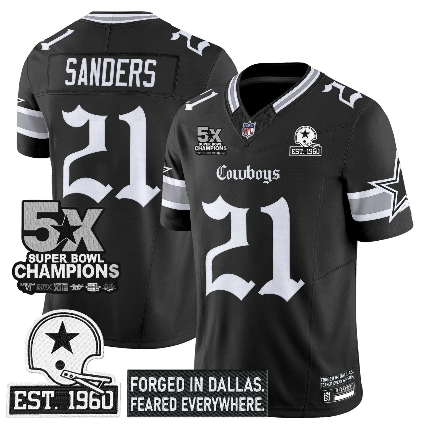 DAL 'Gothic Lone Star Edition' 5x Champions Patch Vapor Limited Jersey - All Stitched